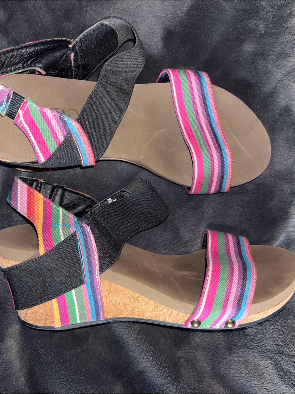Striped Elastic Band Women’s Sandals in Pink and Black - Picture 3 of 4